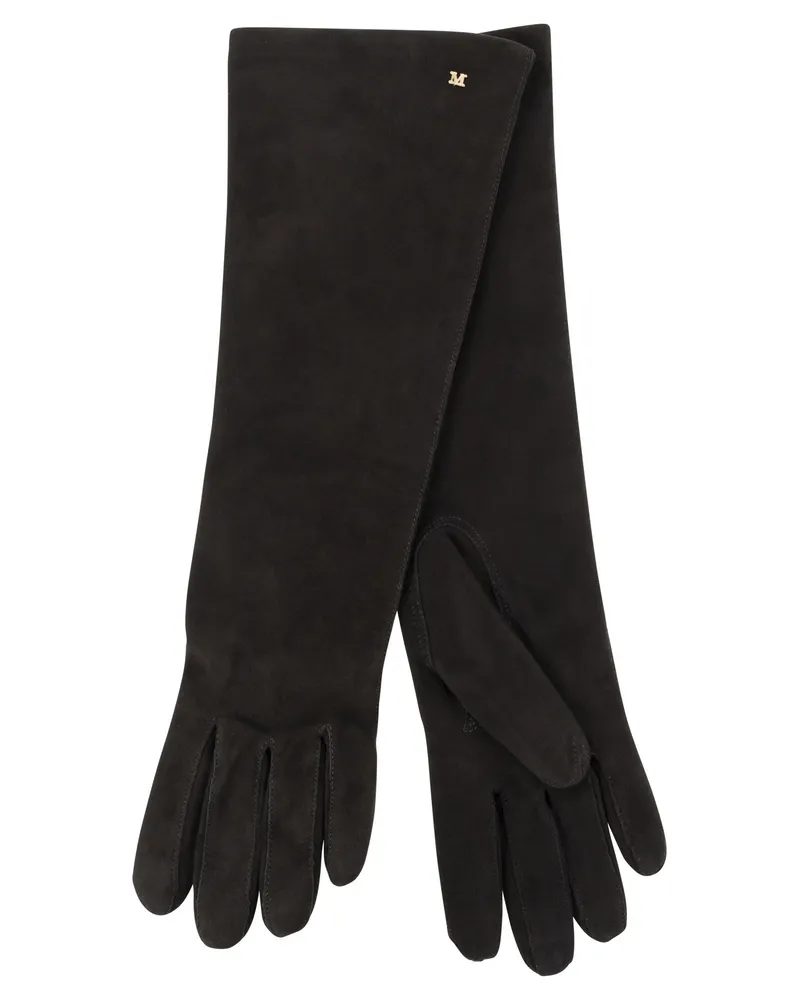 Max Mara Afideesuede lange Wildleder-Nappa-Handschuhe Black