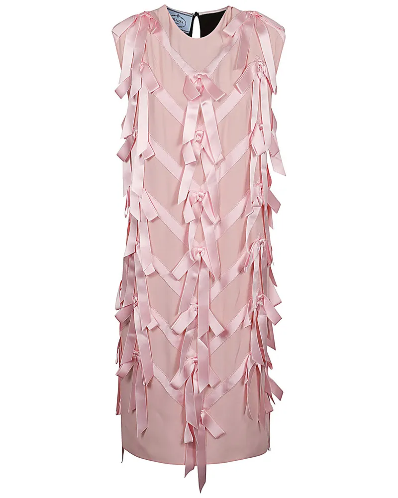 Prada Sablé gesticktes Kleid White