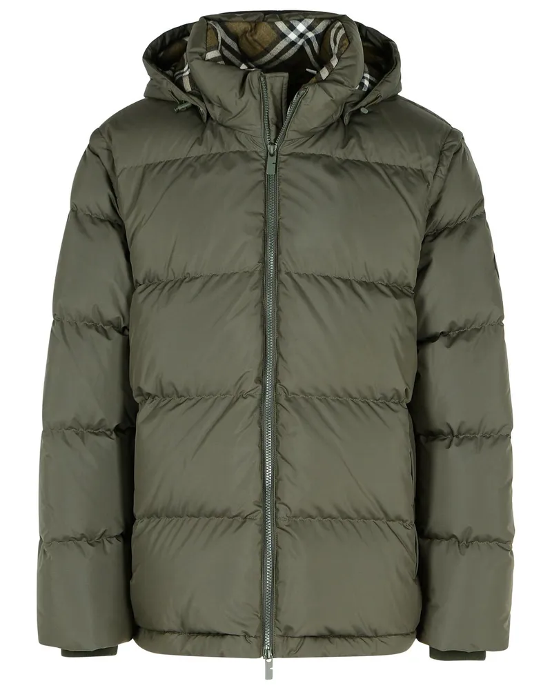 Burberry Bideford' grüner Polyester -Down -Jacke mit abnehmbaren Ärmeln Green