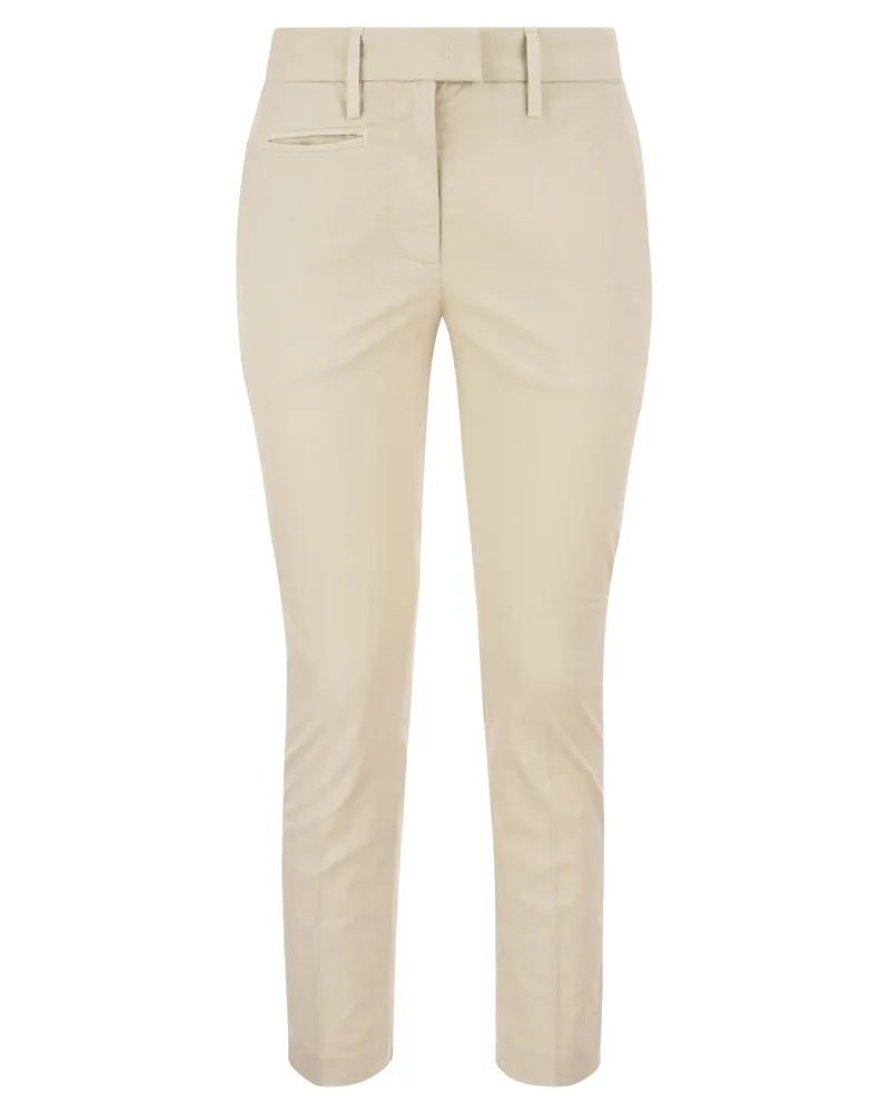 Dondup Perfect Slim Fit Cotton Gabardine Hosen Creme