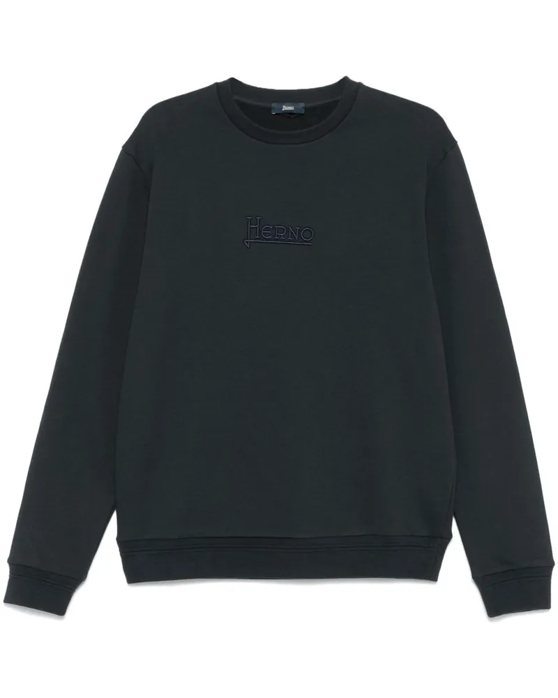 Herno Logo -Baumwoll -Sweatshirt Blue
