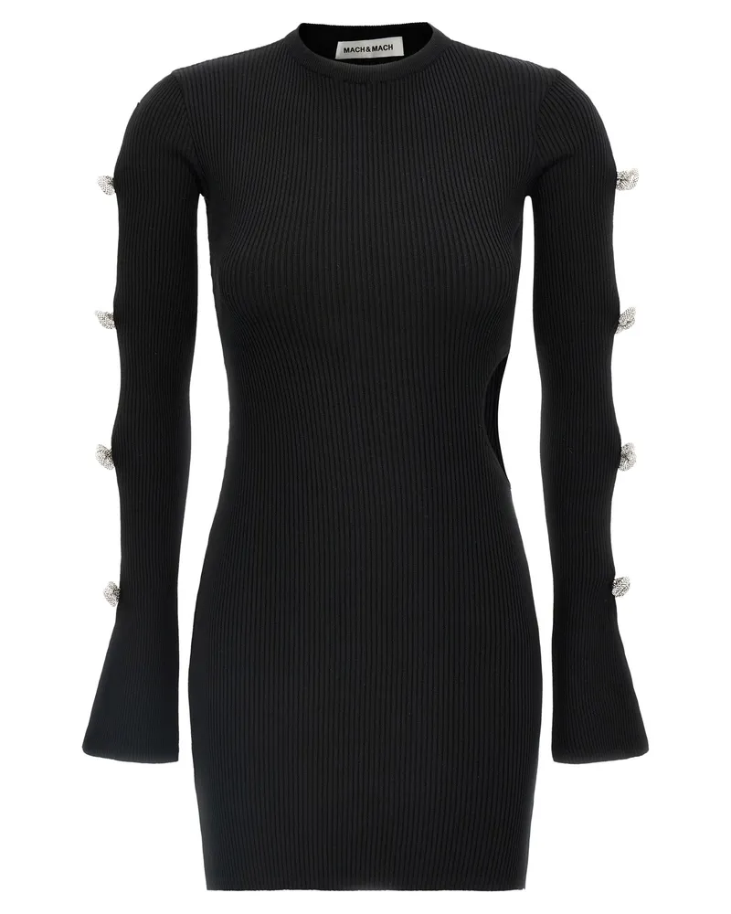Mach & Mach ausgeschnittenes Kristallbogen' Kleid Black