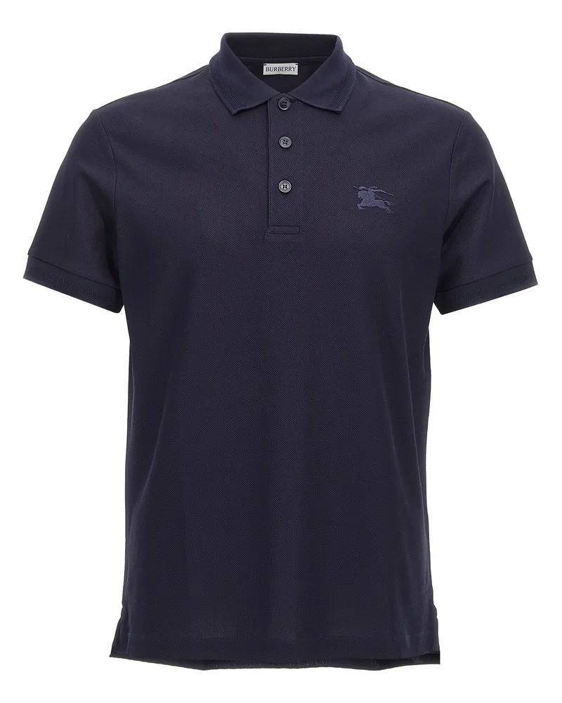 Burberry Logo Stickhemd Polo Shirt Blue
