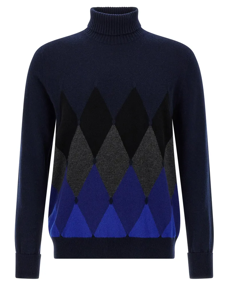 Ballantyne Argyle Rollkragenpullover Blue