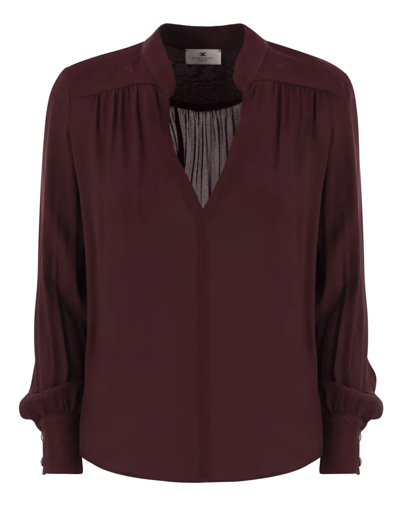 Elisabetta Franchi Georgette Bluse mit gestreiftem Muster Black