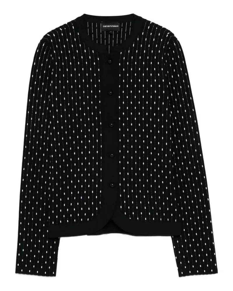 Emporio Armani Dotted Crewneck Cardigan Blue