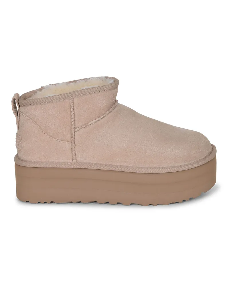 UGG Stiefel  "Classic Ultra Mini Con Plateau" aus Wildleder gemacht Beige