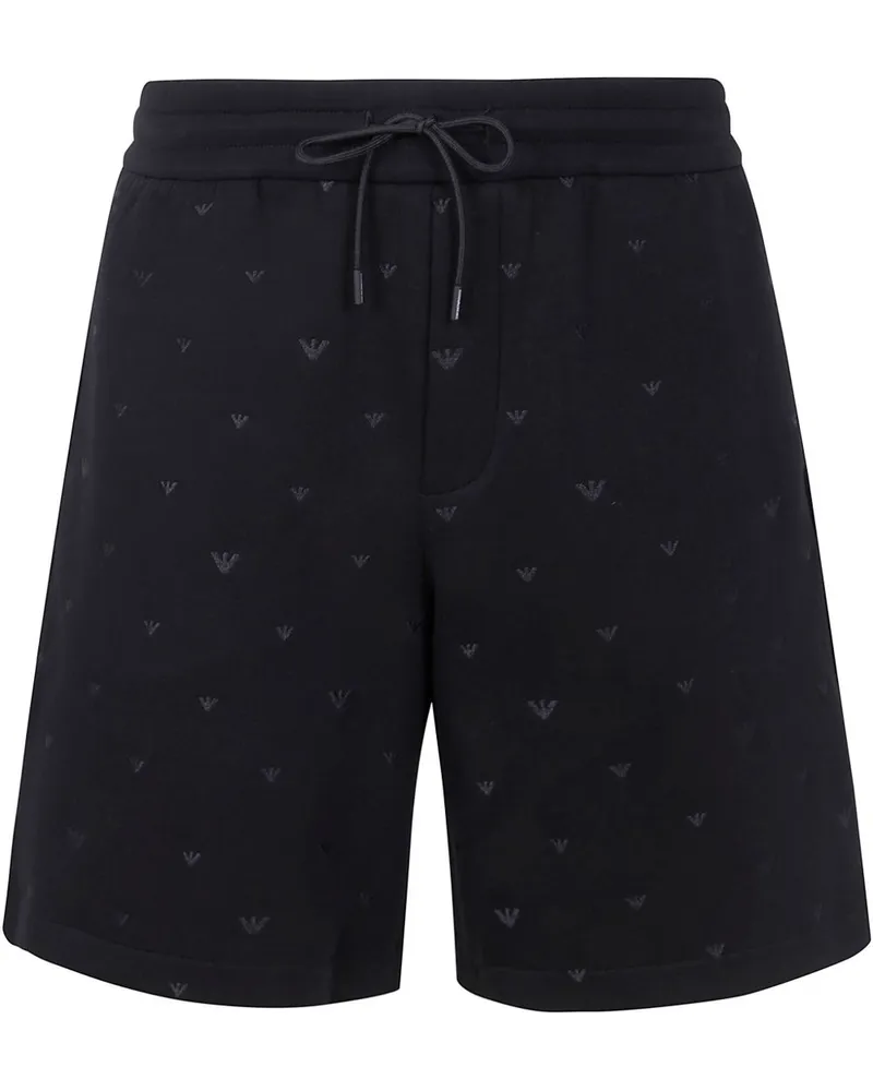 Emporio Armani Allover Logo -Baumwollshorts Black