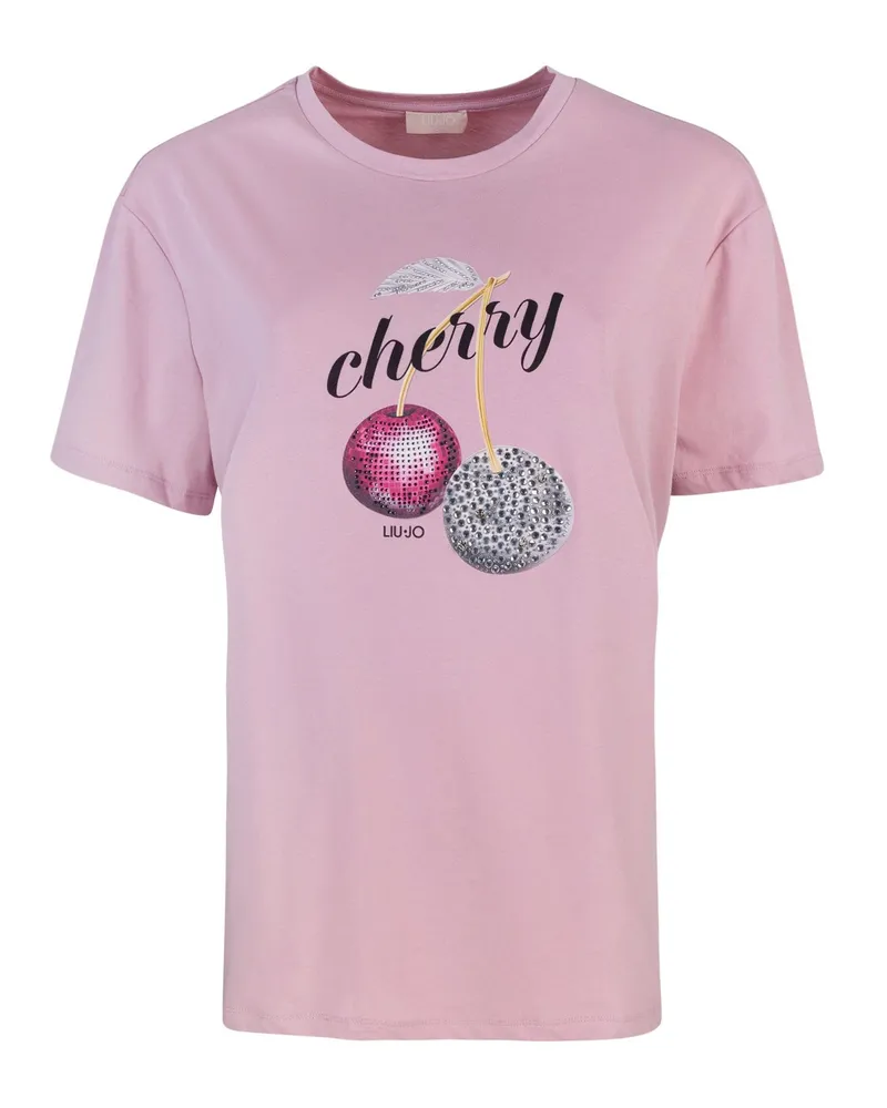 Liu Jo T Shirt Rosa Con Stampa Rose