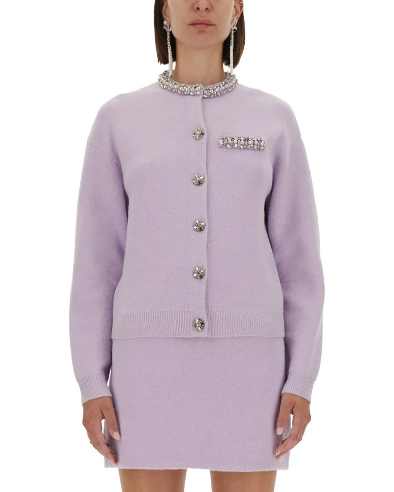 Self-Portrait Self -Porträt -Strickjacke mit Kristallen Lilac