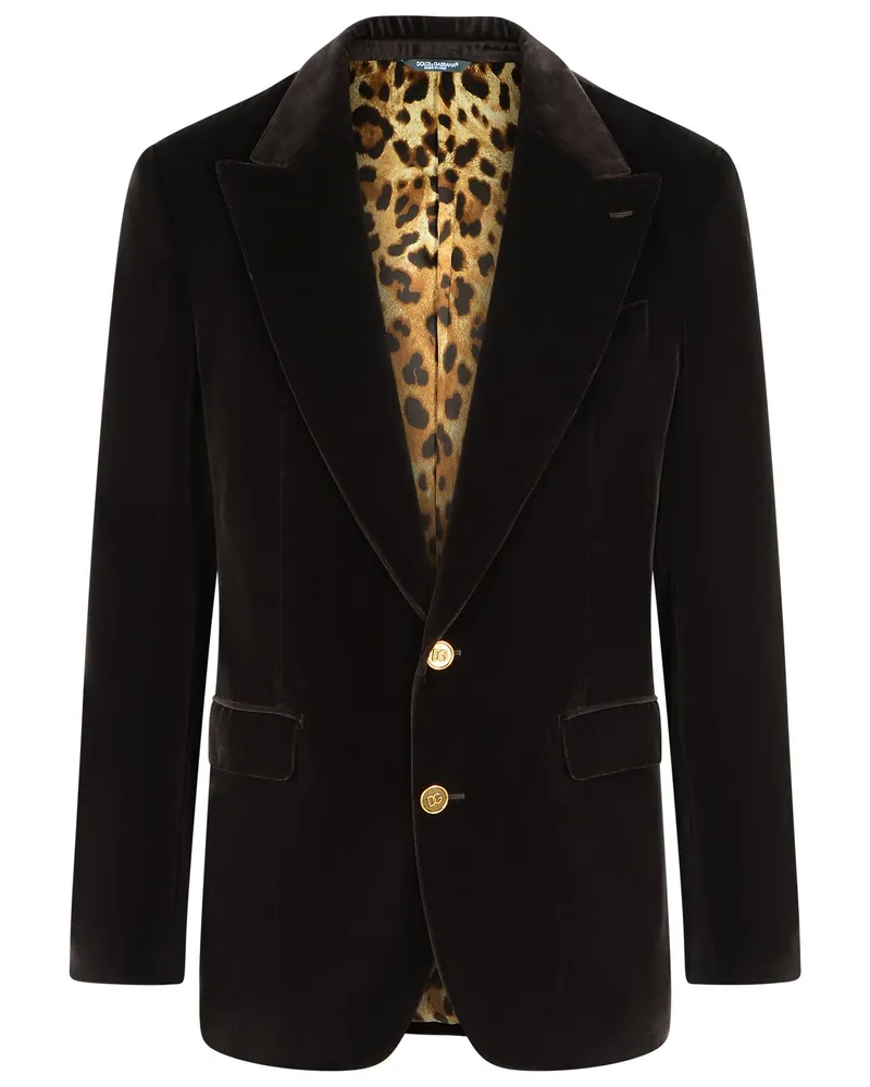 Dolce & Gabbana Brown Polyester Blazer Black