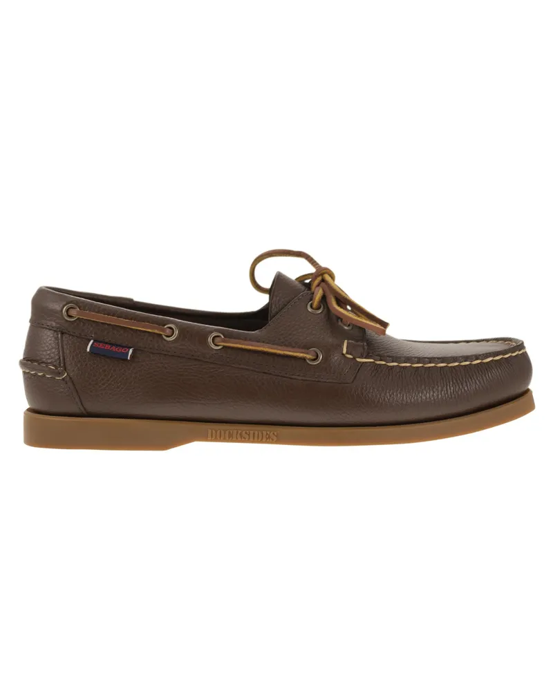 Sebago Portland Moccasin mit körnlichem Leder Brown