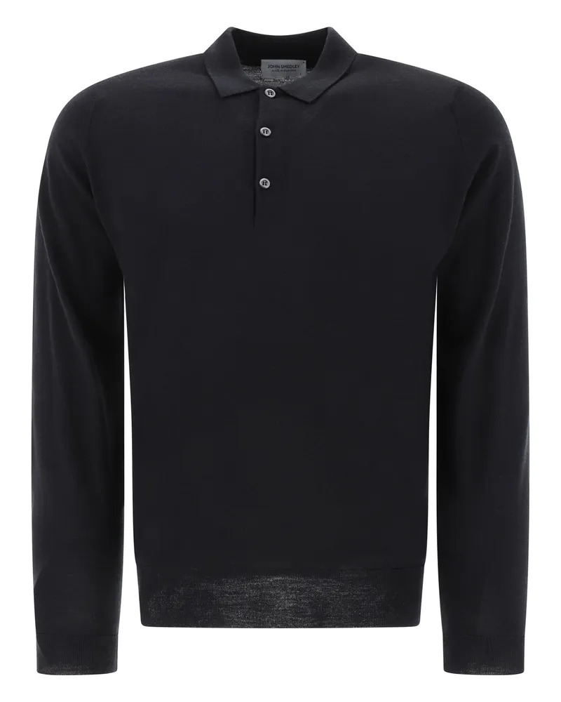 John Smedley Belper" Merino Wollpolo -Hemd Black