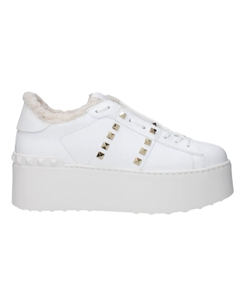 Valentino Garavani Damens Turnschuhe aus weißem Leder -