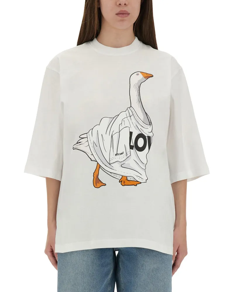 Moschino Gänse" Trikot -T -Shirt White