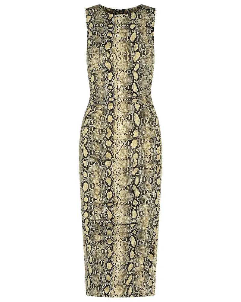 Michael Kors Schlangendruck Viskose Mischkleid Beige