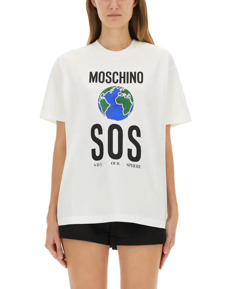 Moschino T -Shirt mit Druck White