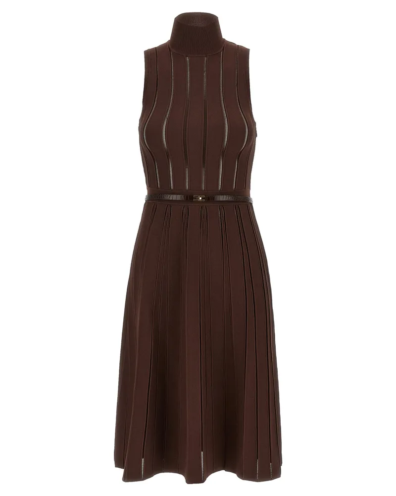 Elisabetta Franchi Schusskleid à jour Brown