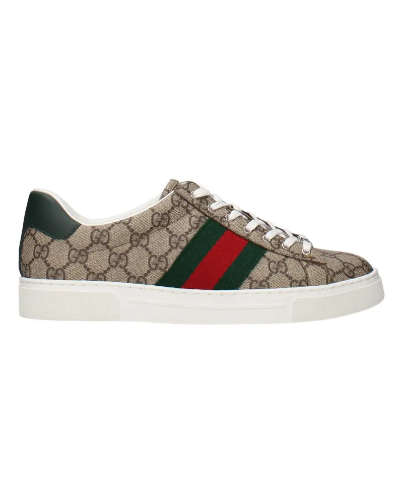 Gucci Sneakers Ace Herrens Stoff Beige/Grün -