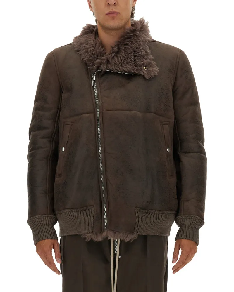 Rick Owens Leder Bomberjacke Grey