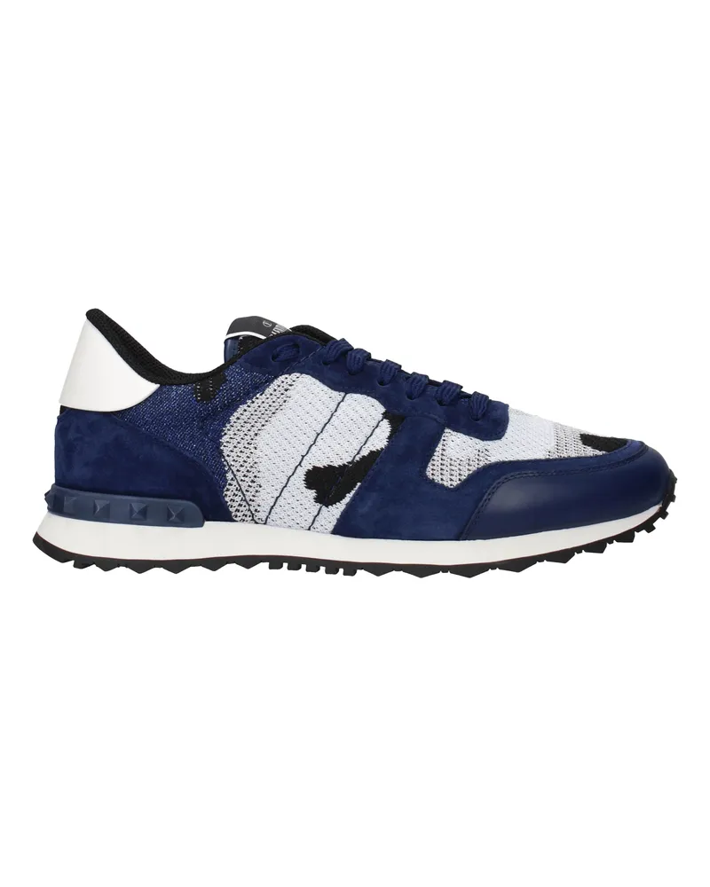 Valentino Garavani Herrens Sneakers Silber/Blauer Stoff -