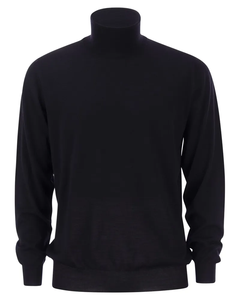 Fedeli Rollkragenpullover in Virgin Wolle Blau