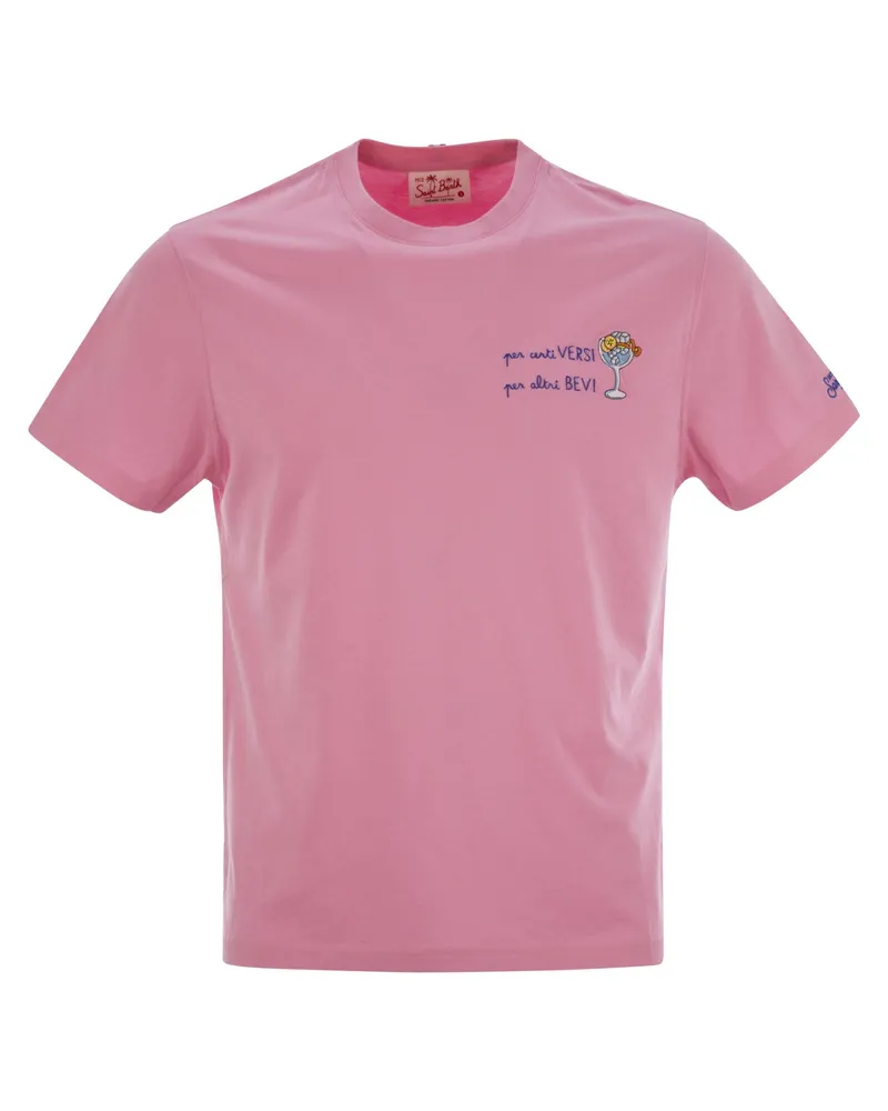 MC2 Saint Barth Portofino T -Shirt mit Bruststickerei Pink