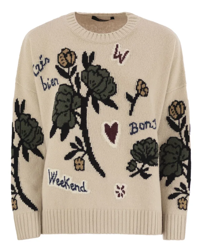 Max Mara Wochenende Max Mara Pavidi über Pullover in Wollgarn Ecru