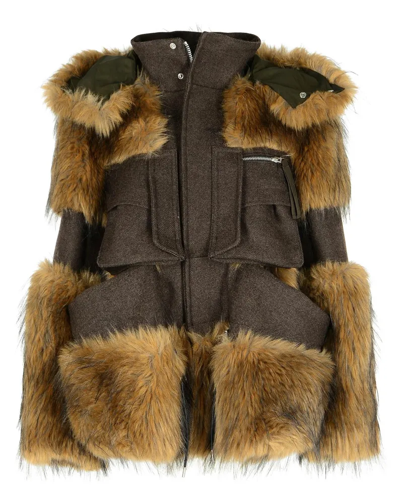 Sacai Braune Wolljacke Brown