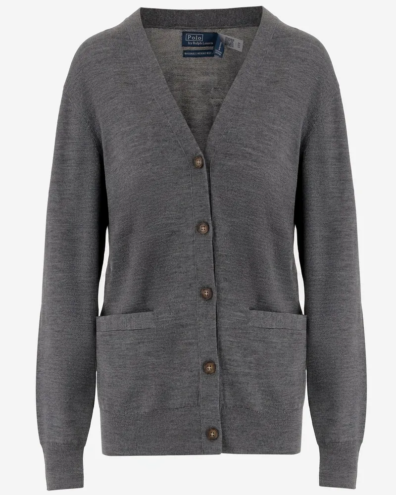 Ralph Lauren Wool -Strickjacke mit Taschen Grey