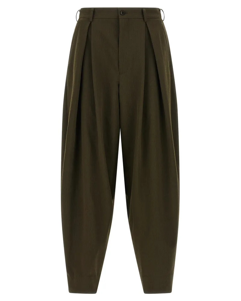 Comme des Garçons Fischgrätenhosen Green