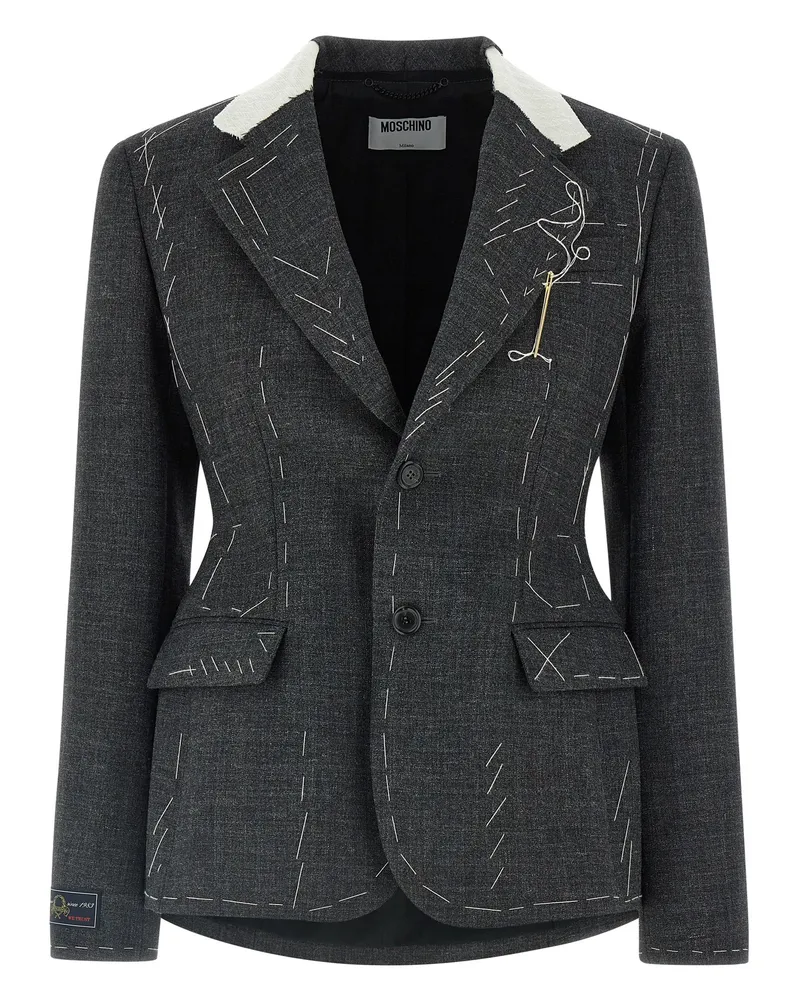 Moschino bestickter Canvas Blazer Gray