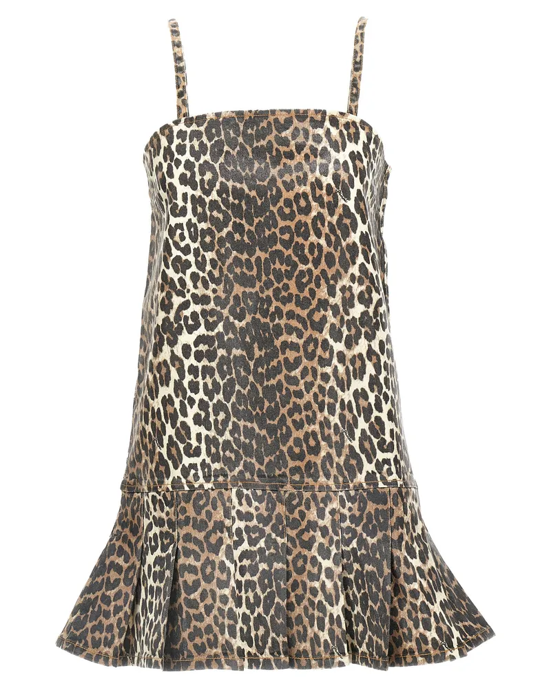 Ganni Leopard Mini -Kleid Multicolor