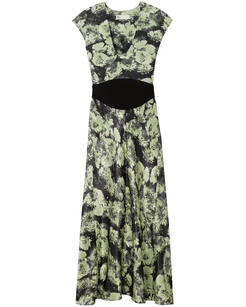 Tory Burch gedrucktes Midi -Kleid Green