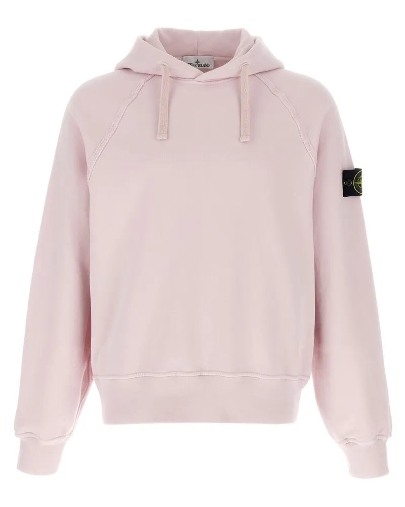 Stone Island Logo Badge Hoodie Pink