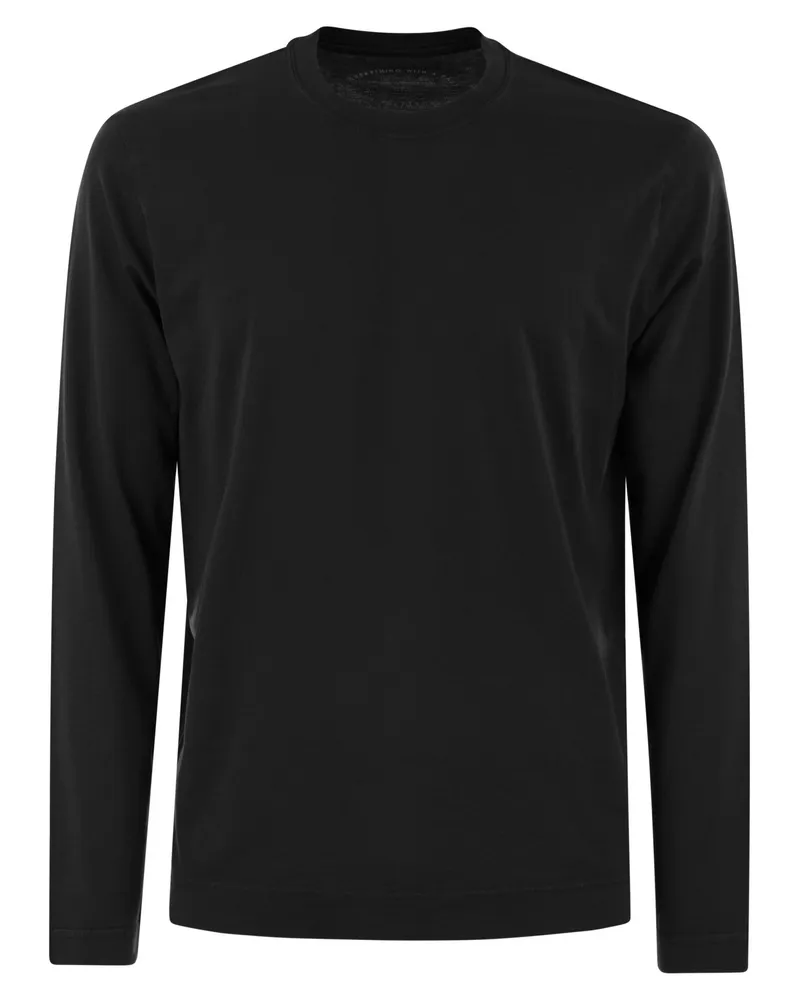 Fedeli Langarmes Baumwoll -T -Shirt Black