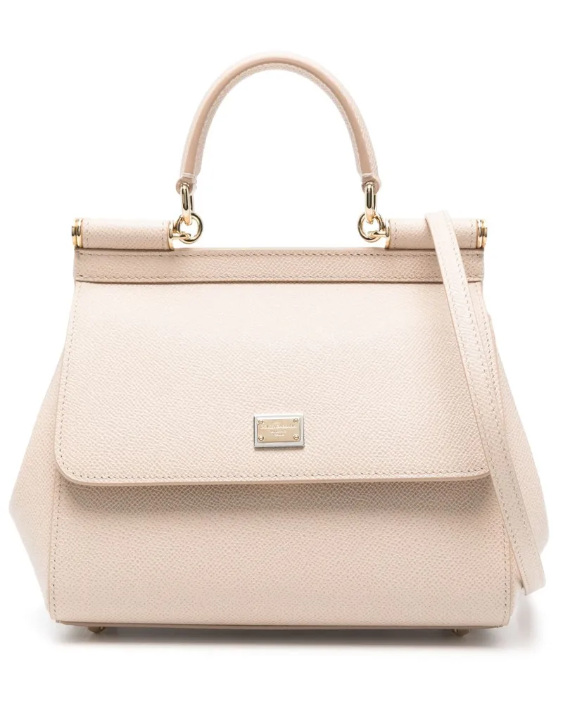 Dolce & Gabbana Sizilien mittelgroße Lederhandtasche Powder