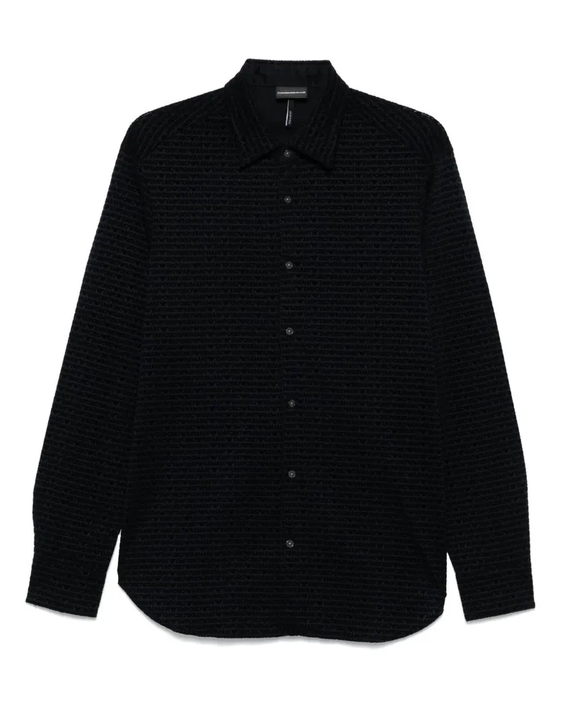 Emporio Armani Allover Logo Shirt Blue