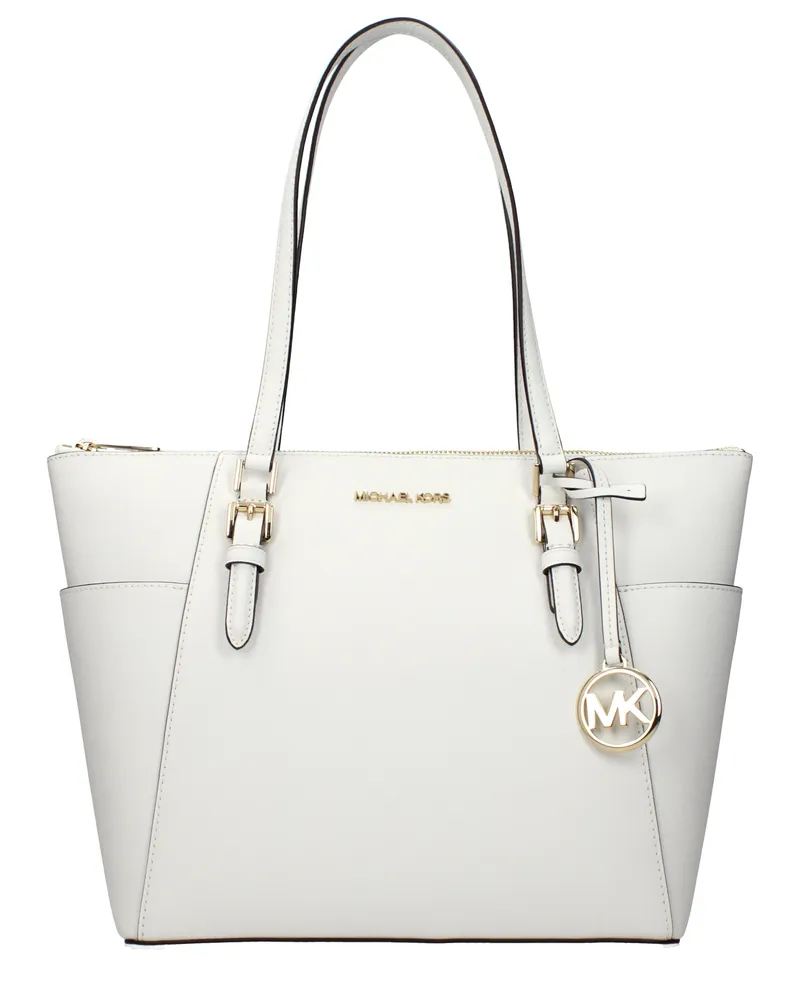 Michael Kors Charlotte Damens Umhängetasche Weiß/Optikweißes Leder -