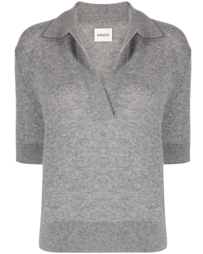 KHAITE Poloshirt aus geschrumpftem Kaschmir Grey