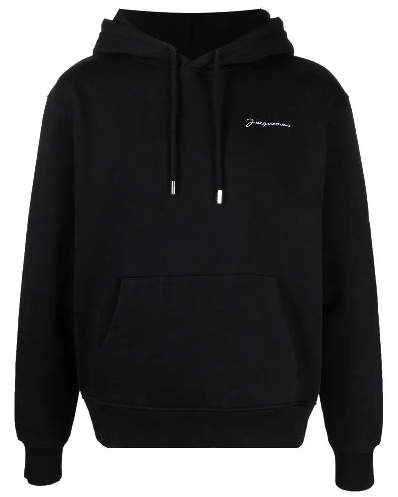 Jacquemus le Sweatshirt Broded Hoodie Black