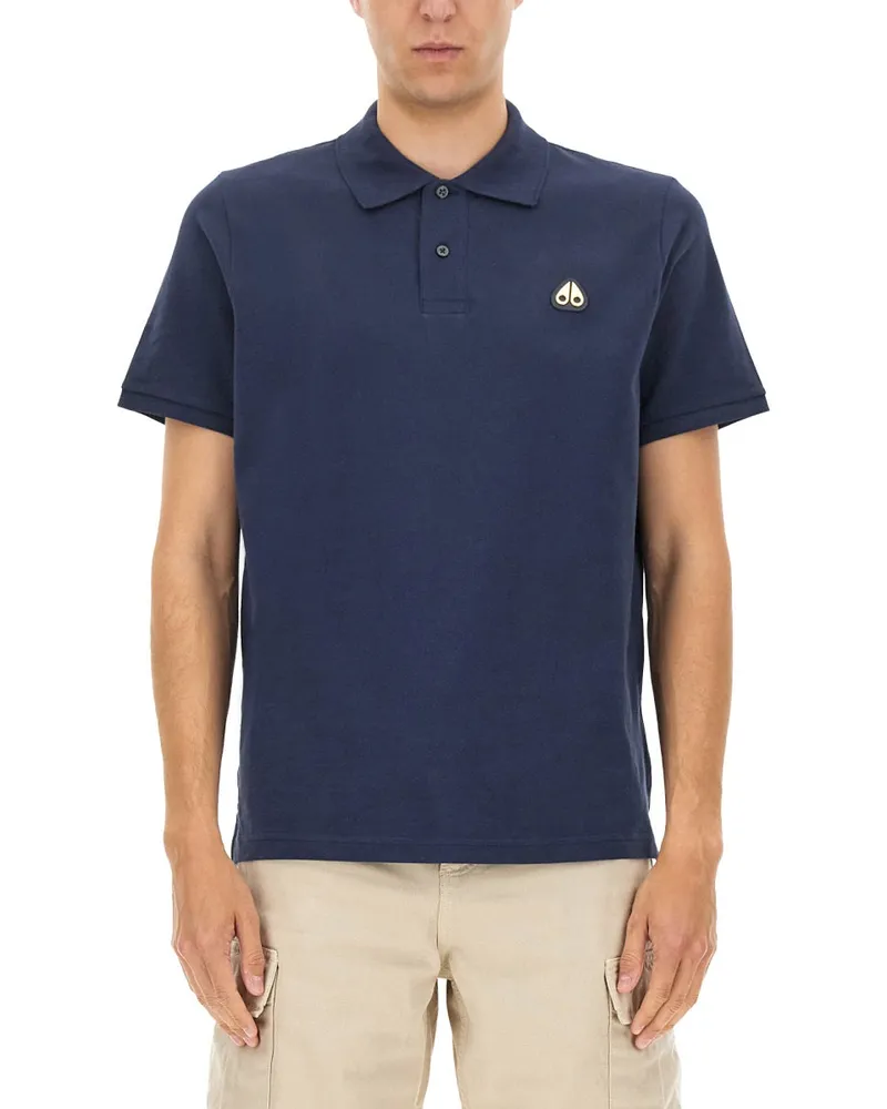 Moose Knuckles Elchknöchel "Everett Gold" Poloshirt Blue