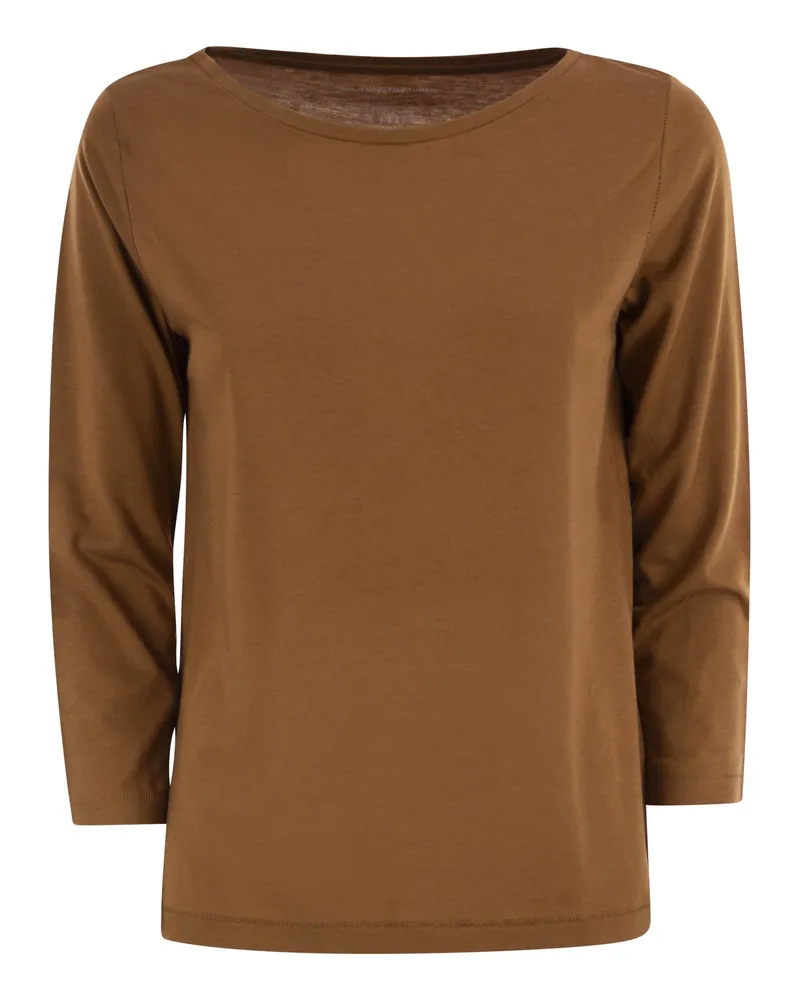Majestic Majestätisches T -Shirt mit 3/4 -Ärmeln Brown