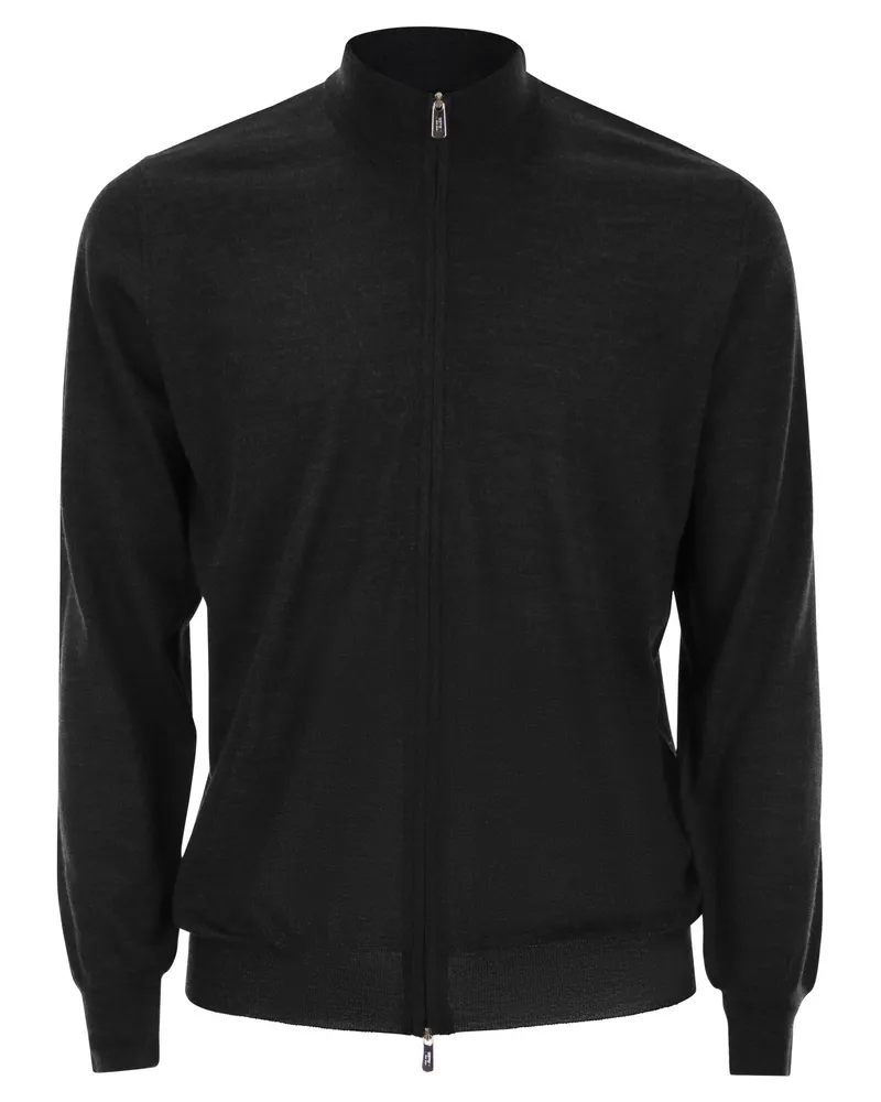 Fedeli Favonio Virgin Wollpullover mit voller Reißverschluss Anthracite