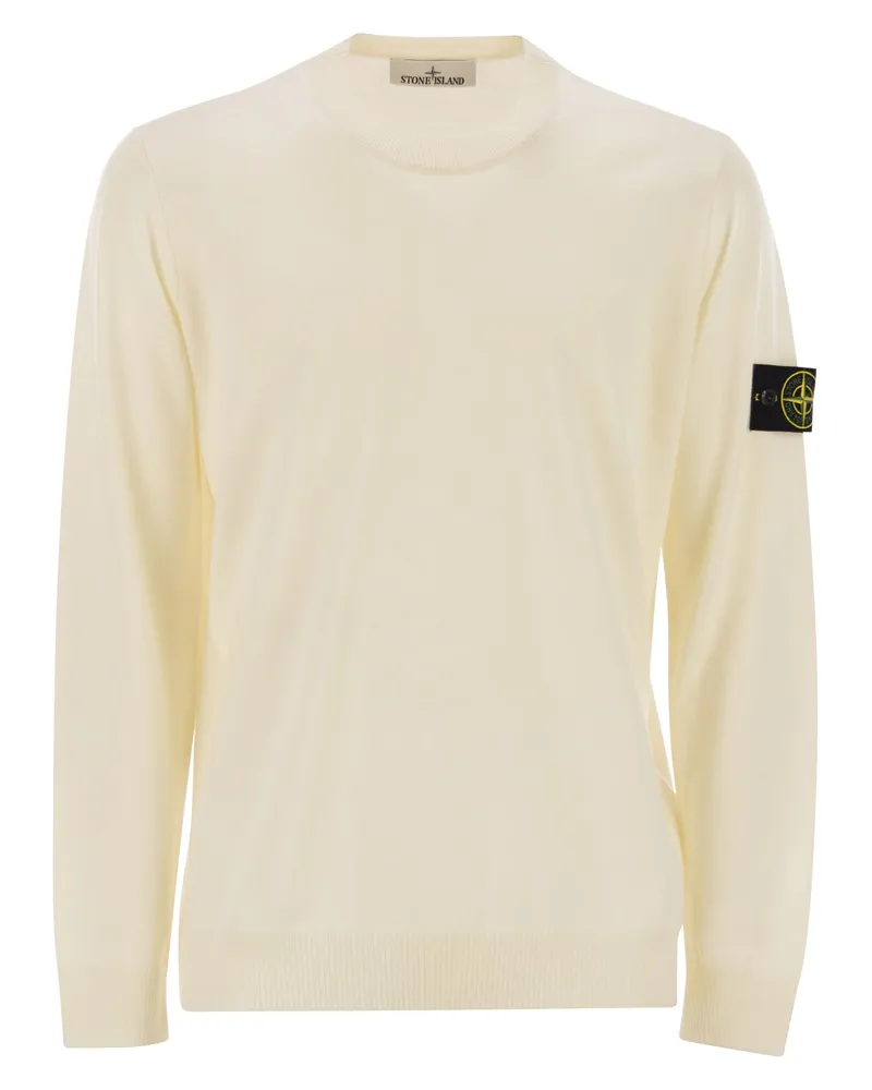 Stone Island Pullover mit Rundhalsausschnitt und geprägten Nähten Ivory