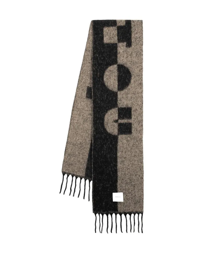 Patou Schal  Wolle schwarz Schwarz