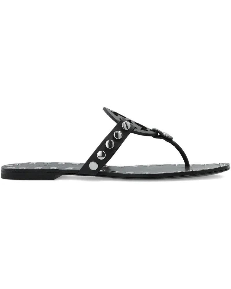 Tory Burch e besetzt Miller Leder flache Sandalen Black