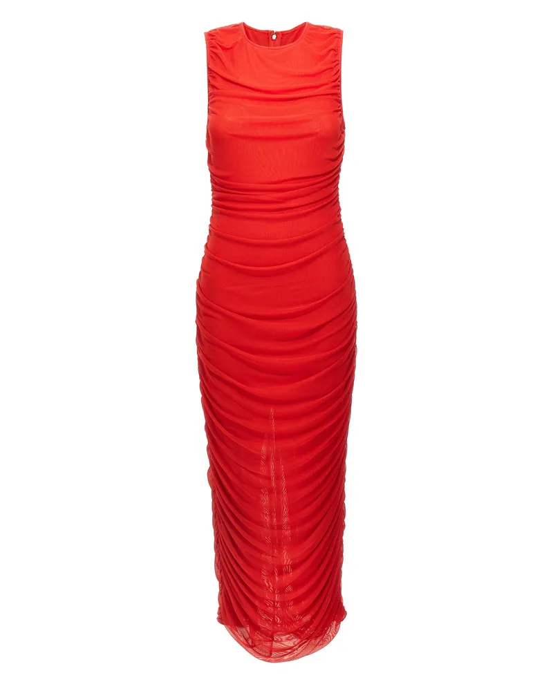 ROTATE Birger Christensen Drehen Sie Birger Christensen Midi Kleid Red