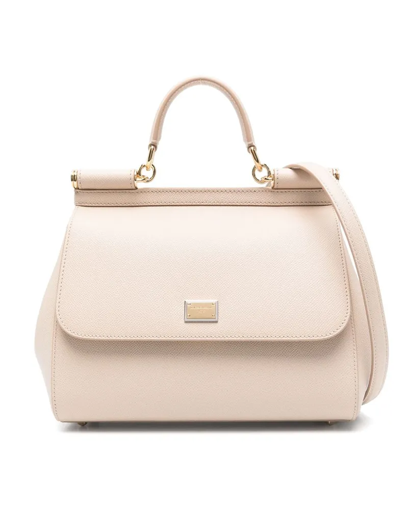 Dolce & Gabbana Sizilien große Lederhandtasche Powder