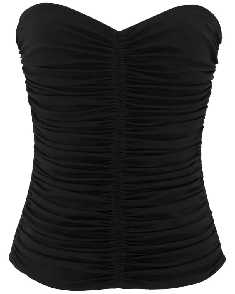Saint Laurent trägerlos drapiertes Oberteil Black